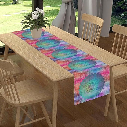 Bohemian Flroal Table Runner, Vintage Colorful Pink Boho Geometric Mandala Flower Paisley Rustic Coffee Table Center Decor for Family Kitchen and Living Room Outdoor Table Decorations, 13"x72"