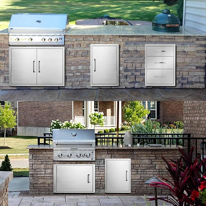 Outdoor Kitchen Door, 36" W21 H, Stainless Steel BBQ Double Door, Island or Outdoor Kitchen Access