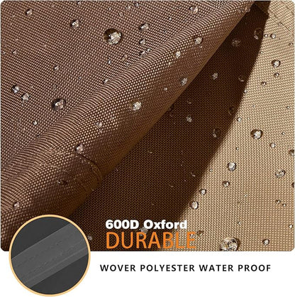 Round Patio Table Cover 36"DIA x 23"H, 100% Waterproof, Heavy Duty, Beige&Brown