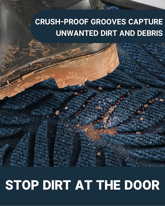 Yimobra Front Door Mat Outdoor Indoor, 29.5x17 All-Season Waterproof Door Mat Outside Entrance, All-Weather Non-Slip Outside Doormat for Garage Patio Entryway, Blue