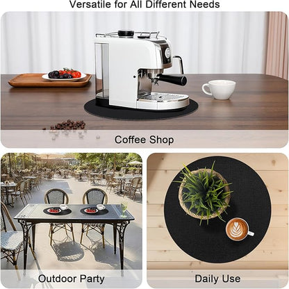 Myir JUN Round Placemats Dual Sided, Faux Leather Place Mats Set of 4 Indoor Placemats for Dining Table Outdoor Placemats Non-Slip Washable Table Mats (Set of 8, Black)