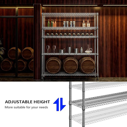 M MZG 3500LBS 59" W 5 Tier Storage Shelves Rack Metal Wire Shelving Unit - Image 5
