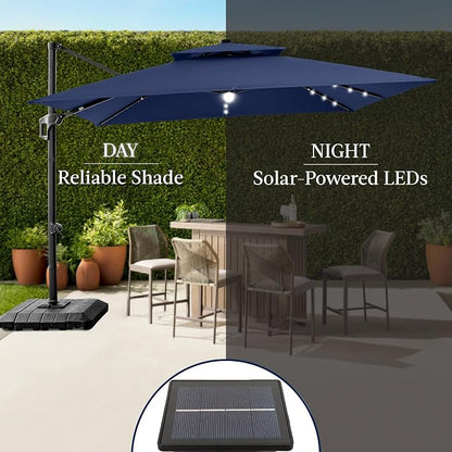 Best Choice Products 9x12ft LED Cantilever Patio Umbrella w/Base Included & - Image 6