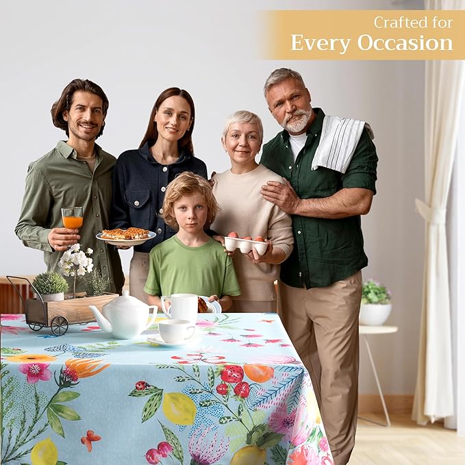 Maison d' Hermine Table Cloth Rectangle Table 100% Cotton 60 x 120 Inches Tablecloth Reusable for Dining Room, Farmhouse, Home, Party, Festive & Wedding Spring Summer - Jardin D'Ete - Mint