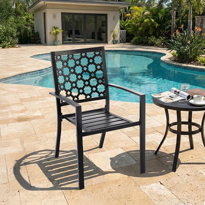 Patio Dining Chairs Set of 4, Stackable Metal High Back Chairs Set - Image 8