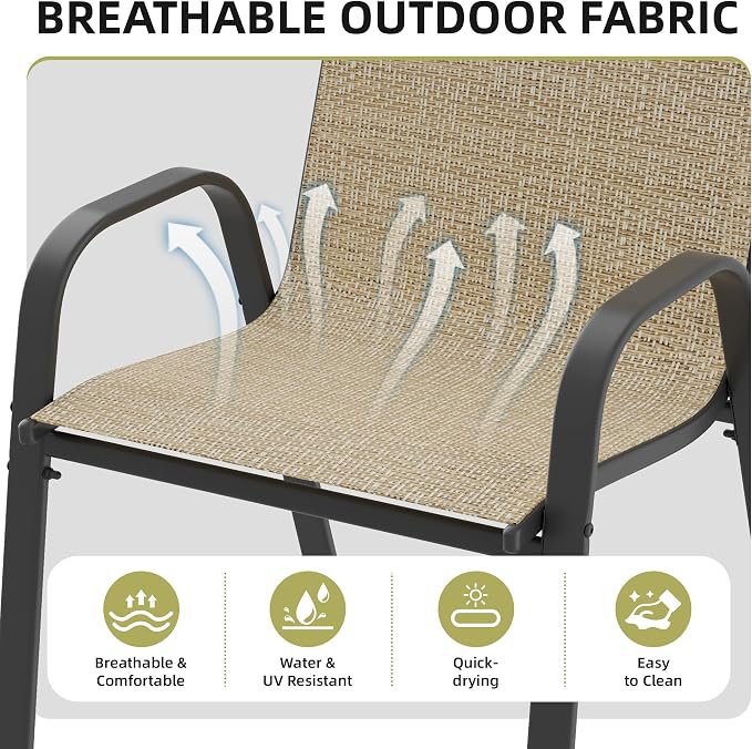 Patio Chairs Set of 8, Outdoor Stackable Dining Chairs - Image 5