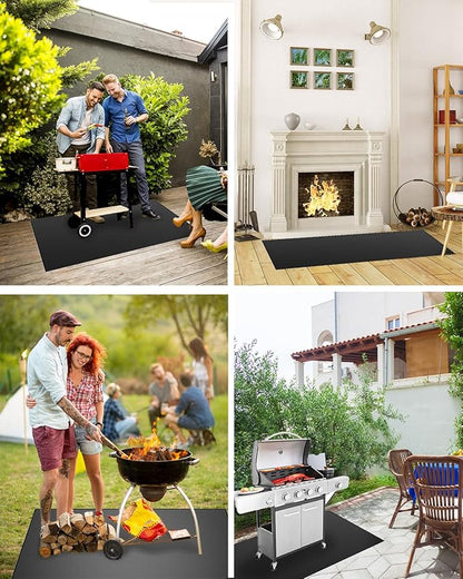 55×39 inch Heavy Duty Large Under Grill Mats for Outdoor Grill, Double-Sided Fireproof, Waterproof, Oil Proof Deck and Patio Protector, BBQ Mat Grill Floor Mats Fireplace Fire Pit Mat
