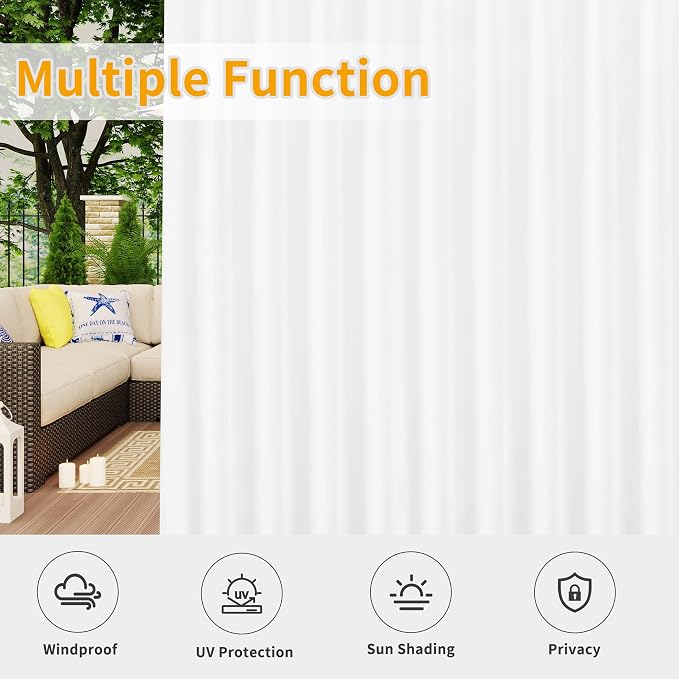 Easy-Going Outdoor Patio Curtains 2 Panels, 110x84 inch, Porch and Pergola - Image 5