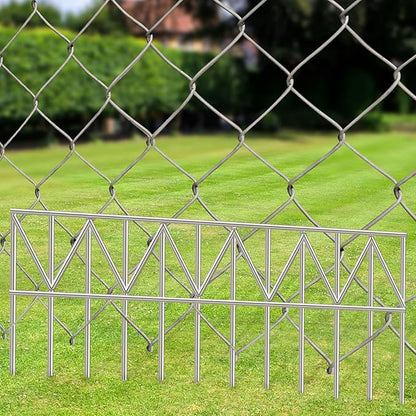 5 Pack 24" L x 15" H Animal Barrier Fence, Underground No Dig Fence Patented Product, 5.5mm Galvanized Stakes with 2 inch Spacing, Anti Digging for Dogs, Total 10Ft(L) X 15in(H) Silver