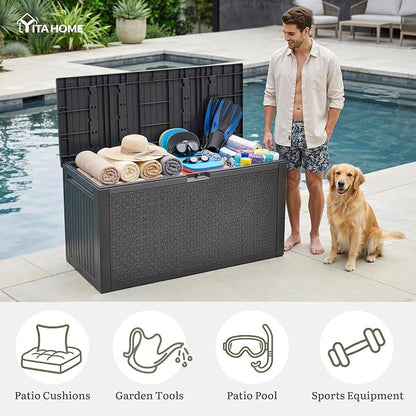 YITAHOME 95 Gallon Large Outdoor Deck Box | Lockable Waterproof Resin Storage - Image 5