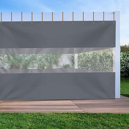 Covers & all Outdoor Clear Panel Curtain, 12 oz Vinyl Outdor Curtains for Patio, Waterproof & Weather Resistant Tarp with Brass Grommets for Pergola, Porch, Gazebos, Balcony (8’ H x 10’ W Feet, Gray)