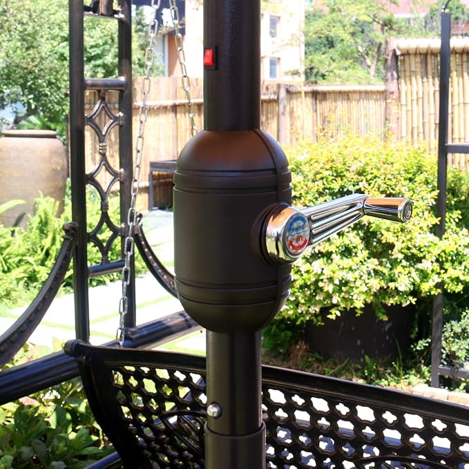 Sunnyglade 9' Solar LED Patio Umbrella, 8 Ribs, Tilt & Crank | 9Ft Patio - Image 2