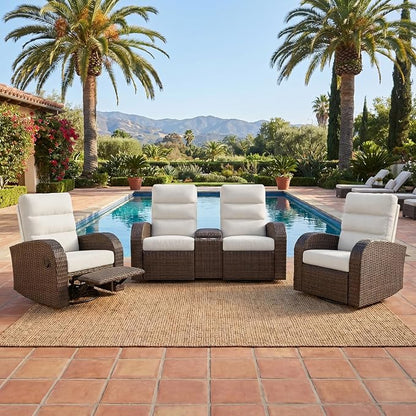 Oversized 3 Pieces Wicker Outdoor Recliner Loveseat by LayinSun