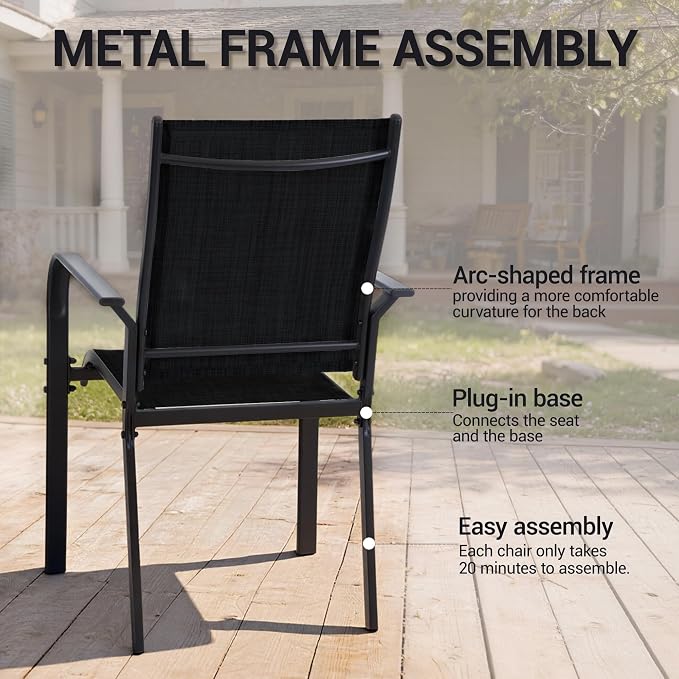 Patio Chairs Set of 8, Stackable Outdoor Dining Chairs, All Weather Breathable - Image 7