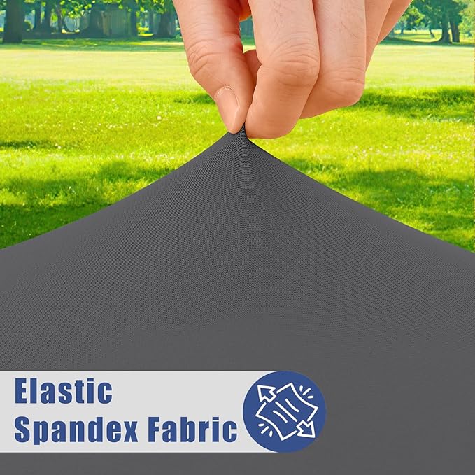 Spandex 8 Foot Rectangle Table Cloth 6 Pack, Elastic Fitted Tablecloths for Picnic, Stretch Washable Patio Table Cover for Outdoor, Camping, Banquet and Parties (Dark Grey, 30"x96")