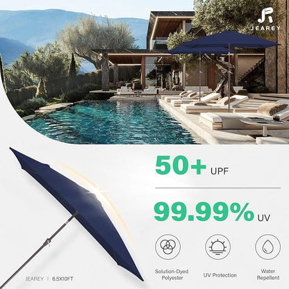 JEAREY 6.5x10 ft Rectangular Patio Umbrellas Rectangle Outdoor Umbrella - Image 5