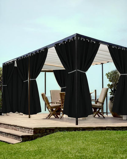 Grommet Outdoor Curtains for Patio Waterproof 8 Pcs 54x84 In Black | by HolidayIdeas