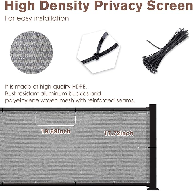 SUNNY GUARD 2.5/2.6/3/3.3/4/5/6/8 Balcony Privacy Screen Fence, Apartments Railing, Heavy Duty Wind Block Screen for Outdoor,Porch,Patio,Deck Privacy,3'x10' Brown-Grey（We Make Custom Sizes）