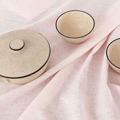 Solino Home Linen Pink Table Runner 90 Inches Long - 100% Pure Linen Hemstitch 14 x 90 Inch Table Runner for Dining, Valentines, Spring, Easter - Classic Hemstitch