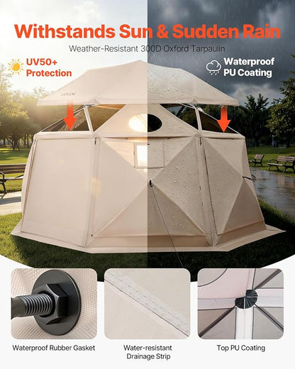 VEVOR Pop up Gazebo Screen Tent, 12 x 12 ft, 13-Sided Spherical Camping Canopy - Image 8