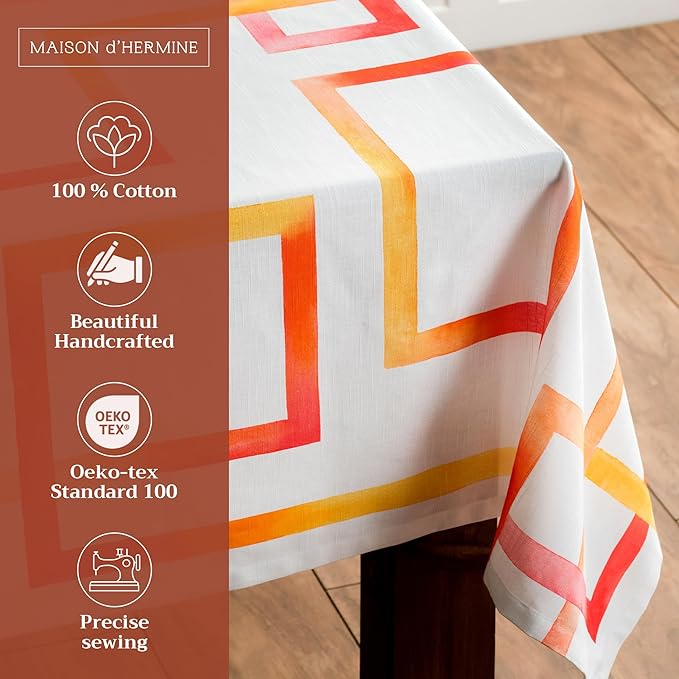 Maison d' Hermine Table Cloth Rectangle Table 100% Cotton 60 x 90 Inches Tablecloth Reusable Decorative for Dining Room, Farmhouse, Home, Party, Festive & Wedding Spring Summer - Summer Maze