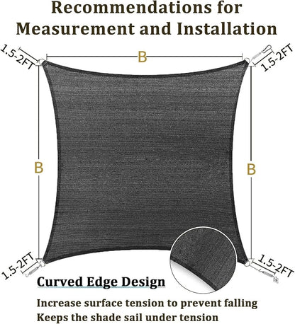 Shade&Beyond 6'x6' Sun Shade Sail Canopy Square, UV Block Breathable Curved - Image 5