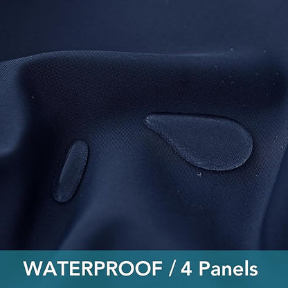 HolidayIdeas Gazebo Curtains Outdoor Waterproof 4 Panels 54x84 Inch-Windproof Weatherproof Privacy Navy Outside Curtains-Grommet Top and Tab Bottom Drape for Patio, Porch, Pergola, Cabana, Backyard