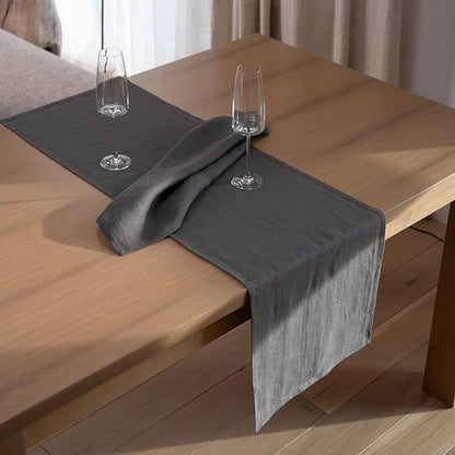 Linen Table Runner 60 inches Long - 100% Pure Linen Flax - Stonewashed European Linen Table Runner (Ash Grey, 14 x 60 Inch) - for Dining, Fall, Autumn, Thanksgiving