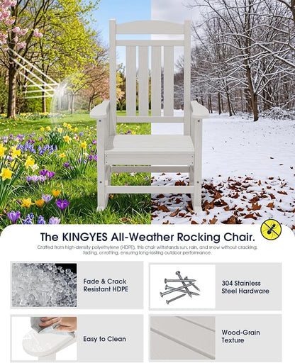 Oversized Outdoor Rocking Chairs Set of 6, HDPE Porch Rocker - Image 4