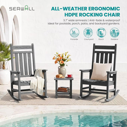 SERWALL Outdoor Rocking Chair, Oversized Rocker - Image 6