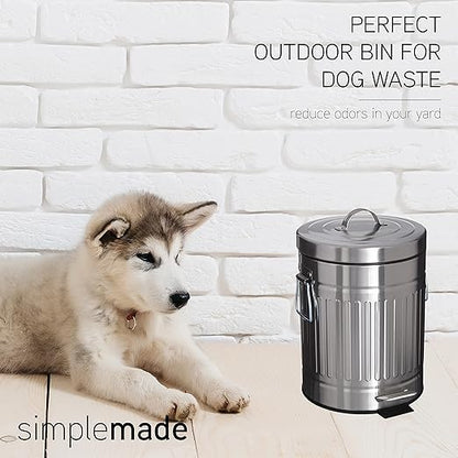 SIMPLEMADE Round Step Trash Can - 5 Liter / 1.3 Gallon - Stainless Steel Bathroom Wastebasket with Lid