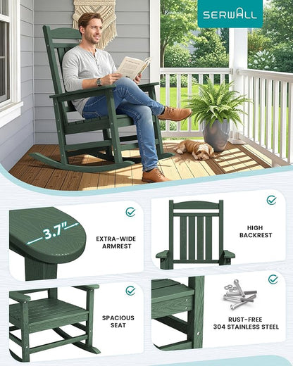 SERWALL Outdoor Rocking Chair Set of 4, Patio Rocking Chair, Porch Rocker - Image 3