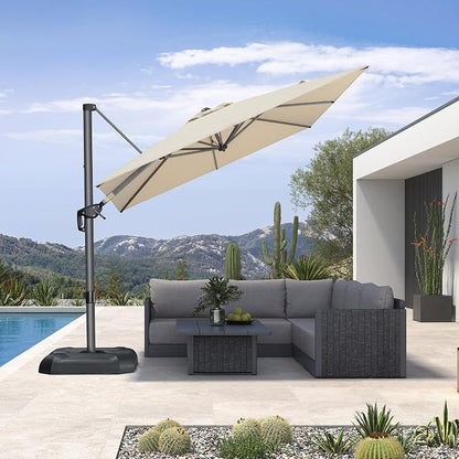 PURPLE LEAF Outdoor Umbrella 8' x 8' Square Premium Sun Protection Beige | - Image 2