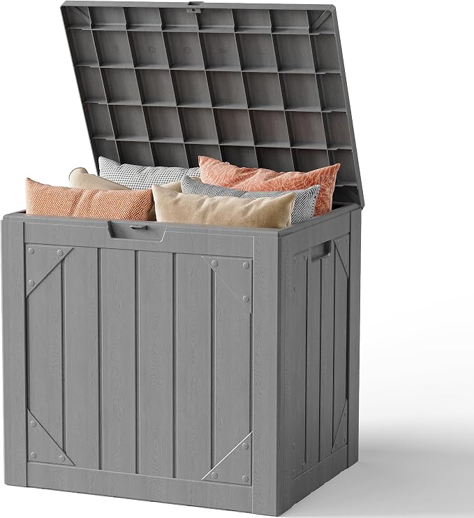 Outdoor Storage Box, 31 Gallon Lockable Waterproof Deck Storage Box, Yard by FoldingFurniture