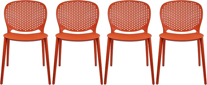 2xhome Set of 4 Patio Dining Chairs | Modern Stackable Outdoor Pool Side Chair by 2xhome