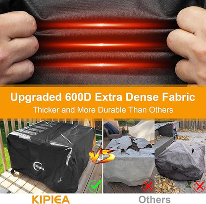Kipiea Square Fire Pit Cover - Upgraded 600D Strong Tear Resistant, 100% Waterproof Fire Pit Table Cover, UPF 50+ Outdoor Firepit Cover Square Fading Resistant, 44" L x 44" W x 24" H