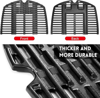 GGC 7645 7583 Grill Grates for Weber Q220 Q200 Q2000 Q2400 Q260 Gas Grills, 21.5" x 15.3" Cast Iron Cooking Grates for Weber 396000 396001 53060001, 2PCS Replacement Parts for Weber Baby Q