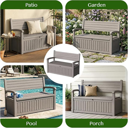 120 Gallon Outdoor Storage Bench, Lockable Patio Storage Bench, - Image 6