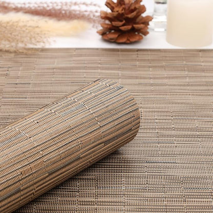 Myir JUN Table Runner, Vinyl Table Runner Indoor 72 Inch Long Arbitrarily Cropped Runner for Table Heatproof for Home Party (Light Brown, 15 x 72 inch)