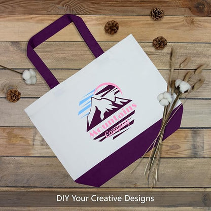 TOPDesign 1-Pack Super Strong Large 12oz Cotton Canvas Tote Bag, Reusable Grocery Shopping Cloth Bag, Fashionable Two-Tone Tote for Crafts, DIY Your Creative Designs