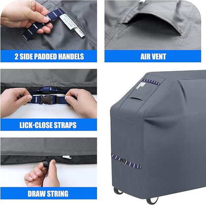 Grill Cover 600D Heavy Duty, Universal Fit Waterproof BBQ Grill Protector with Adjustable Straps, Weatherproof Outdoor Oven Cover for All Seasons