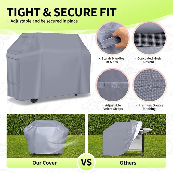 NEXCOVER Barbecue Gas Grill Cover - 58 Inch Waterproof Outdoor Heavy Duty BBQ Cover, Fade & Weather Resistant Upgraded Material for Weber, Brinkmann, Char Broil and More