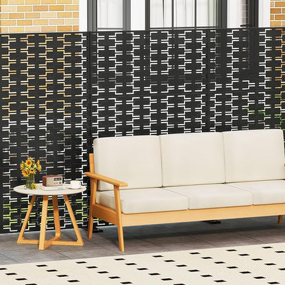 Giantex Metal Privacy Screen 72''H x 48''W, Powder-Coated Decorative Outdoor Fence Panel, Wall Divider for Room Separation, Freestanding Patio Divider for Garden, Balcony & Yard (Brick Pattern)