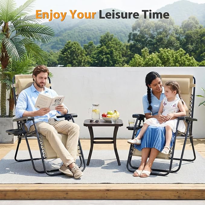 NEWBULIG Zero Gravity Chairs Set of 2, Folding Lounge Recliner Chair | Portable - Image 2