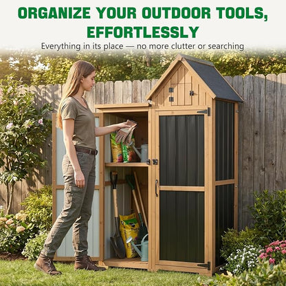 Ketive Outdoor Storage Cabinet, Metal Panels, Top Storage Compartment, Asphalt - Image 2
