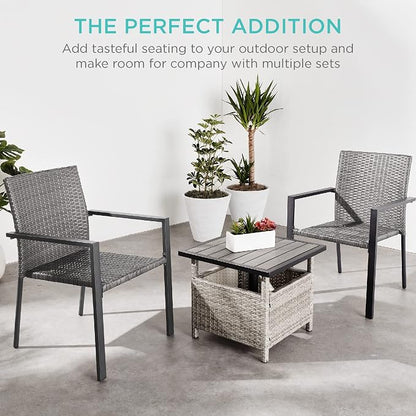 Best Choice Products Set of 2 Stackable Outdoor Wicker Dining Chairs - Image 7