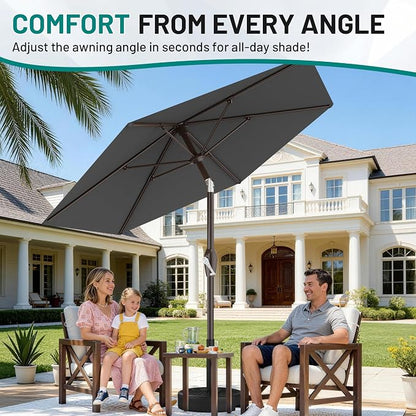7.5FT Patio Umbrella Table Market Umbrella w/Tilt and Crank, Heavy-Duty Outdoor - Image 4