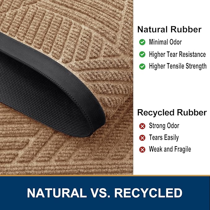 Smiry Front Door Mat Outside Entrance, Heavy Duty Sturdy Natural Rubber Doormat, Trap Dirt and Moisture, Easy Clean Low Profile Mats for Indoor Outdoor Entry, Irregular Triangle (36x24, Coffee)
