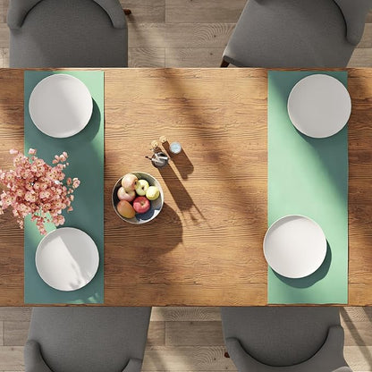 Encasa XO Table Runner 13"x36" Long | Cotton Canvas Fabric | Mint Green Solid Color | Machine Washable & Durable