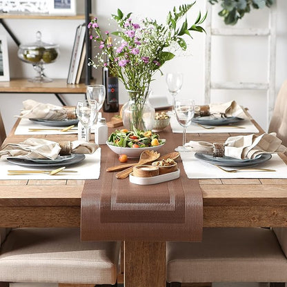 DII PVC Tabletop Collection Woven Indoor/Outdoor, Table Runner, 14x72, Cinnamon